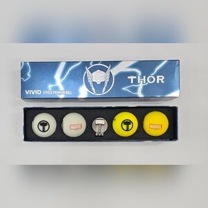 Volvik Vivid x Marvel Thor Golf Ball Gift Set w/Hat Clip Ball Marker